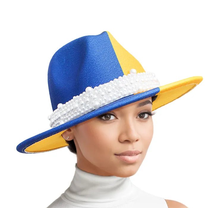 Blue & Gold Fedora - Diva Starr Boutique